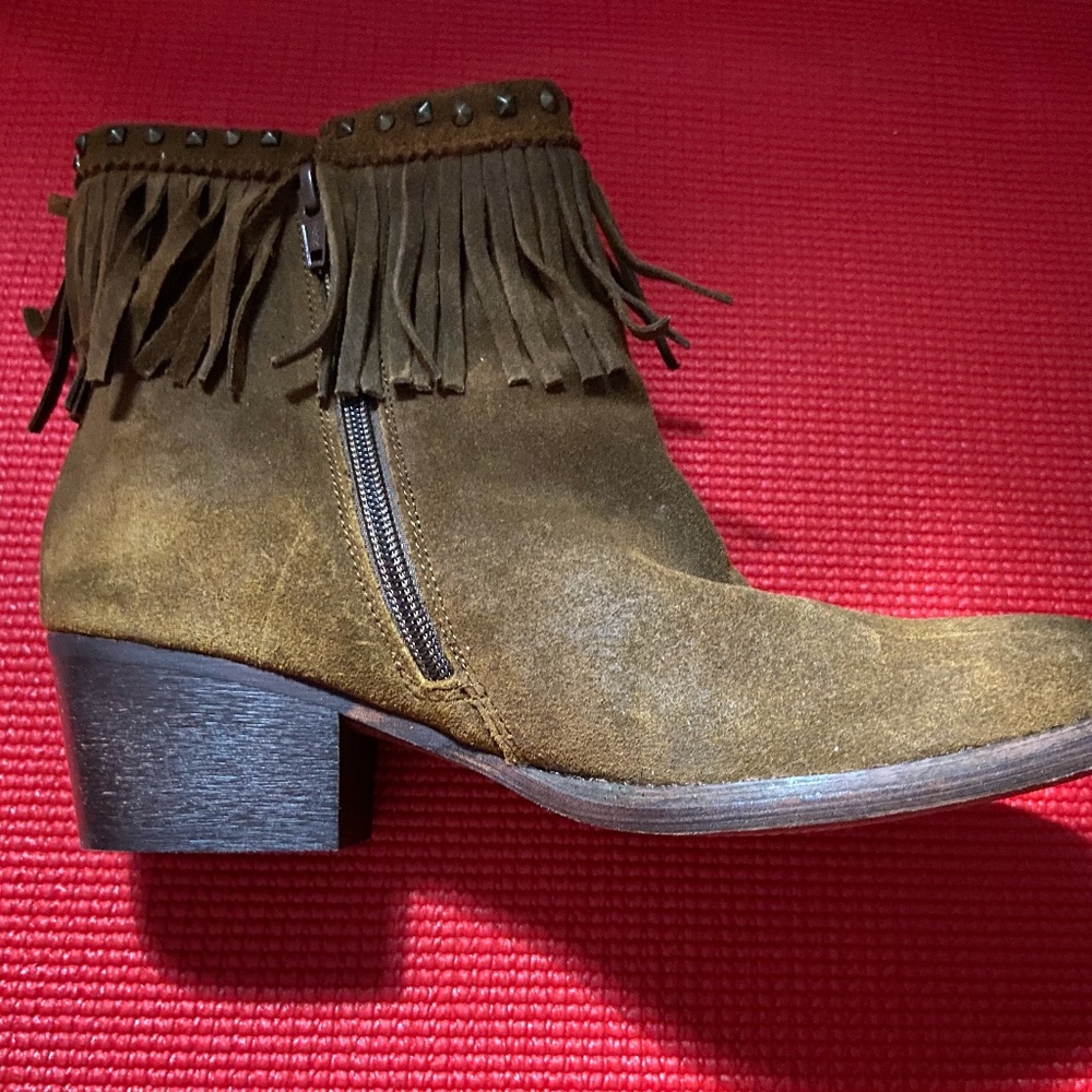 Brown Suede Fringe Boots